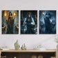 3pcs Ancient Greek Mythology &amp; Wolf Magic, Metal Print Ready to Hang Art