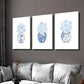3pcs Blue and White Porcelain Rose Vase Wall Art Set Canvas Framed 40x60cm - High Quality Print 100% Australian Made Wall Canvas Ready to Hang