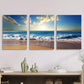3pcs blue sea, warm sky, Metal Print Ready to Hang Art