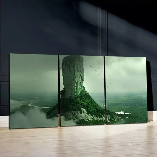 3pcs Mountain Peaks and Lake Surface Canvas Framed 40x60cm - High Quality Print 100% Australian Made Wall Canvas Ready to Hang