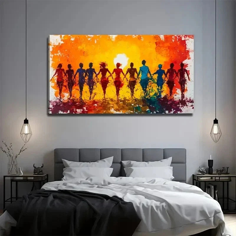 Modern Bohemian Sunset Wall Art Canvas Office Home Room Framed 120x60cm
