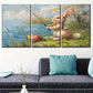 3pcs Cute Bunny Fishing Nature River Green Grasses Metal Print Ready to Hang Art