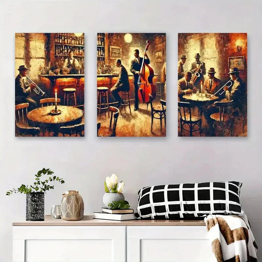 3pcs Vintage Jazz Bar Classic Jazz Band Metal Print Ready to Hang Art