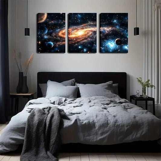 3pcs mysterious magnificent romantic nebula  Wall Art Set Canvas Framed 40x60cm - High Quality Print 100% Australian Made Wall Canvas Ready to Hang