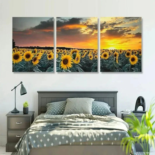 3pcs Contemporary Style Reusable Composite Metal Print Ready to Hang Art