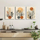 3pcs Bohemian Botanical Flowers Black Beige Metal Print Ready to Hang Art