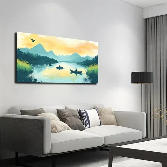 Serene Reed Landscape Wall Art canvas office home room framed 120x60cm
