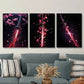 3pcs  Vibrant Sakura & Samurai Katana Design Metal Print Ready to Hang Art