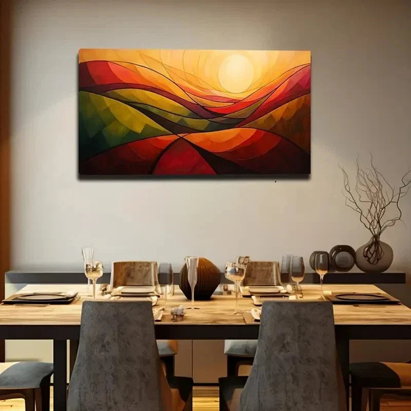 Sunrise Curve Mountain Color Wall Art Canvas Office Home Room Framed 120x60cm