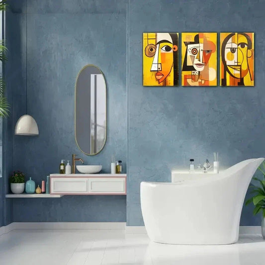 3pcs Modern Abstract Portrait Space Art Prints Metal Print Ready to Hang Art