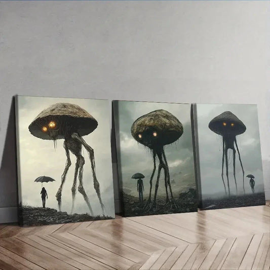 3pcs  Mushroom Monster Theme, Wall Art Set Canvas Framed 40x60cm - High Quality Print 100% Australian Made Wall Canvas Ready to Hang