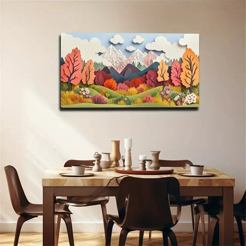Romantic Style Floor Plan Deco Wall Art Canvas Office Home Room Framed 120x60cm