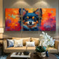 3pcs Colorful Pomeranian Portrait Design Metal Print Ready to Hang Art