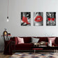 3pcs  Red Lips Fashion High Heels Fashion Metal Print Ready to Hang Art