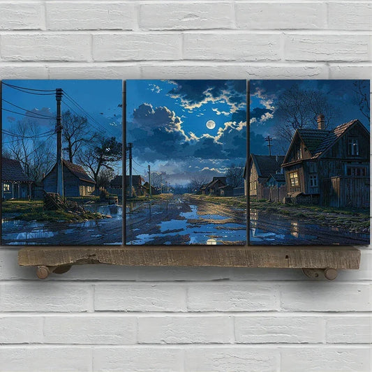 3pcs Dark Clouds Sky River Farmhouse Metal Print Ready to Hang Art