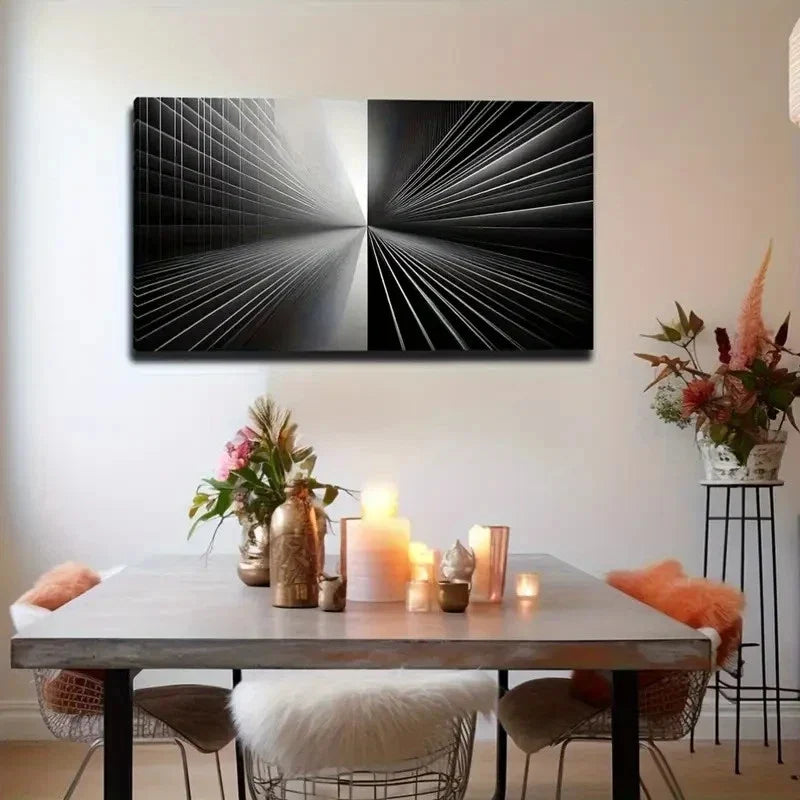 Abstract Pattern Black Wall Art Canvas Office Home Room Framed 80x45cm