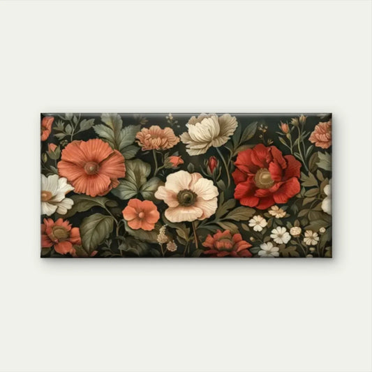 Floral Red White Flowers Wall Art Canvas Office Home Room Framed 80x45cm
