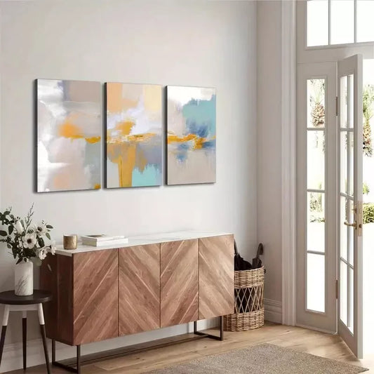 3pcs Modern Minimalist Art Of Smudges Of Color Canvas Framed 40x60cm - High Quality Print 100% Australian Made Wall Canvas Ready to Hang