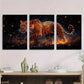 3pcs Fierce Leopard Stunning Golden Metal Print Ready to Hang Art