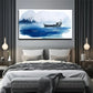 Boat On The River Suitable Wall Art Canvas Office Home Room Framed 80x45cm
