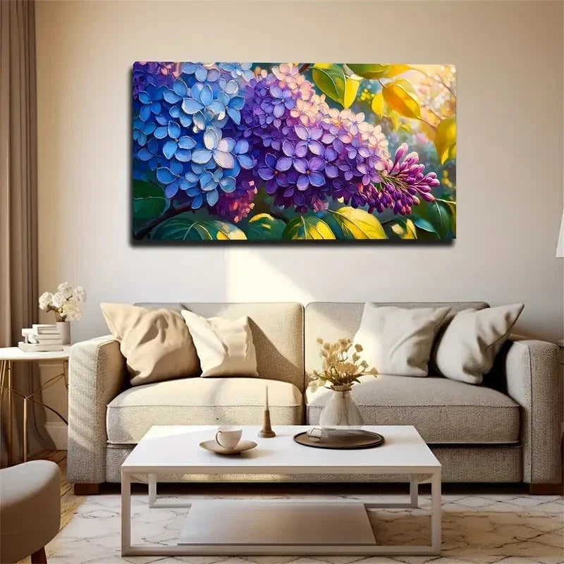Hydrangea Floral Wall Art Canvas Office Home Room Framed 120x60cm
