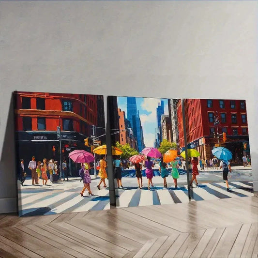3pcs  The vibrant streets of New York City Wall Art Set Canvas Framed 40x60cm - High Quality Print 100% Australian Made Wall Canvas Ready to Hang