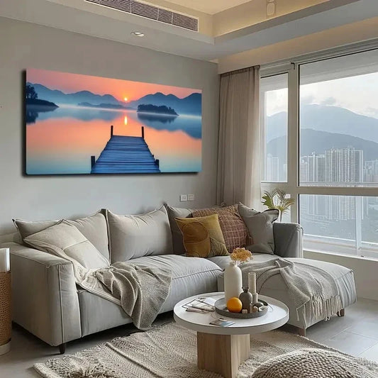 Featuring A Beautiful Lake Wall Art canvas office home room framed 120x60cm