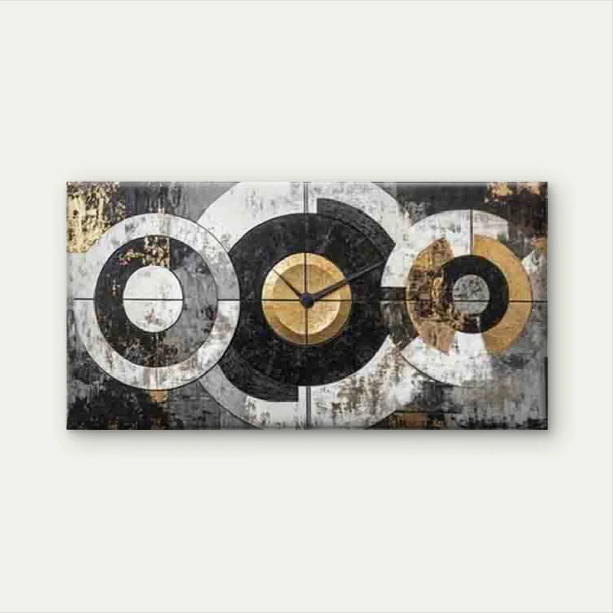 Abstract Wall Clock Geometric Wall Art Canvas Office Home Room Framed 80x45cm