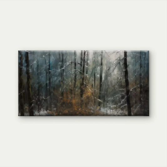 Misty Forest Nature Landscape Wall Art Canvas Office Home Room Framed 80x45cm