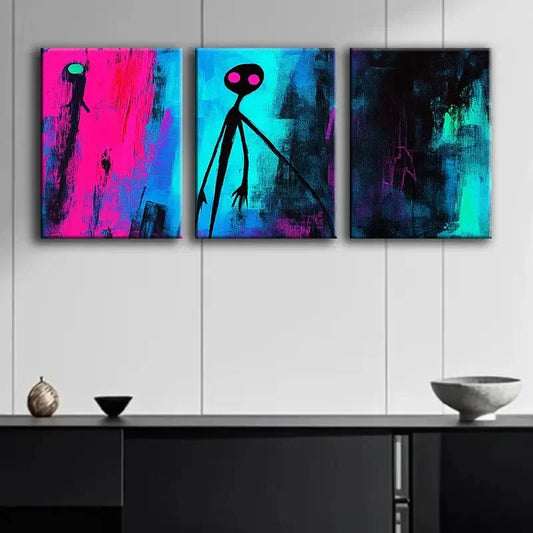 3pcs Modern Abstract Dark Colorful Perfect Wall Art Set Canvas Framed 40x60cm - High Quality Print 100% Australian Made Wall Canvas Ready to Hang