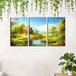 3pcs Spring Landscape with River and Trees Canvas Framed 40x60cm - High Quality Print 100% Australian Made Wall Canvas Ready to Hang