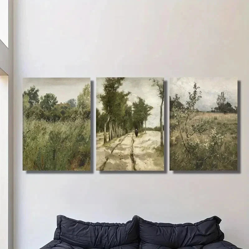 3pcs Retro Flower Meadows, Gardenia Metal Print Ready to Hang Art