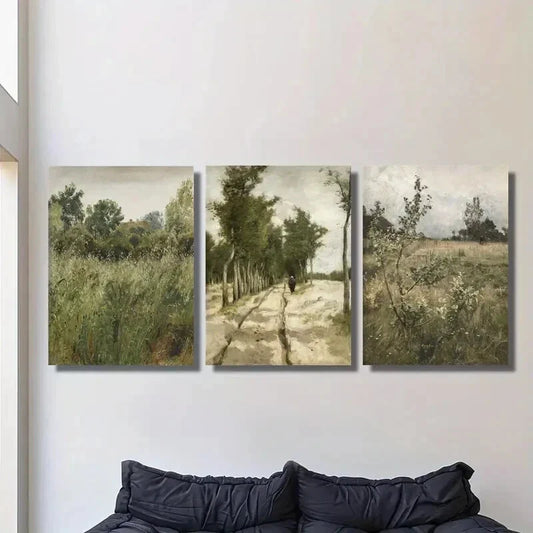 3pcs Retro Flower Meadows, Gardenia Metal Print Ready to Hang Art