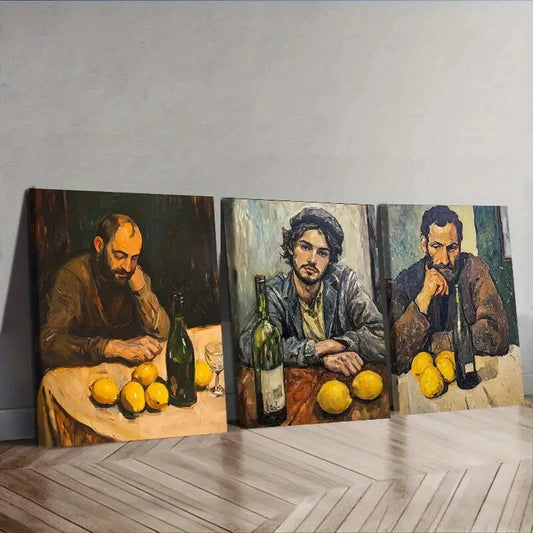 3pcs Drunk man  Wall Art Set Canvas Framed 40x60cm - High Quality Print 100% Australian Made Wall Canvas Ready to Hang