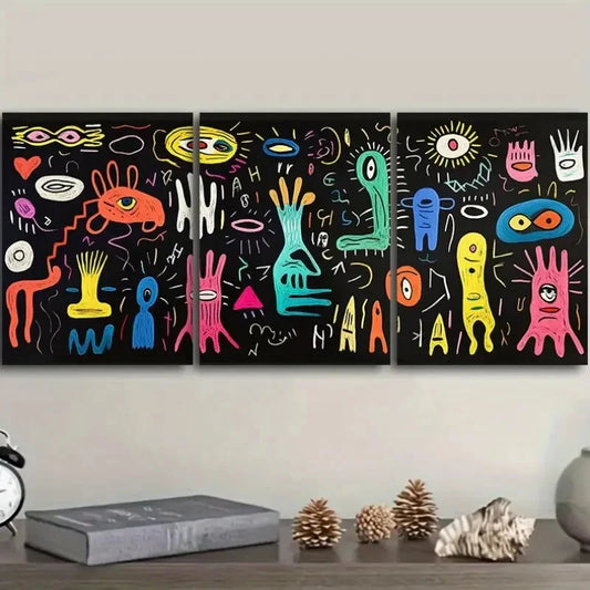 3pcs Surreal character graffiti Art Painting Metal Print Ready to Hang Art