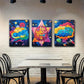 3pcs Abstract Cosmic Cloud Colorful Perfect Wall Art Set Canvas Framed 40x60cm - High Quality Print 100% Australian Made Wall Canvas Ready to Hang