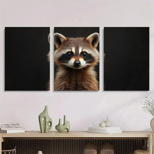 3pcs Modern Animal Theme Black and White Metal Print Ready to Hang Art