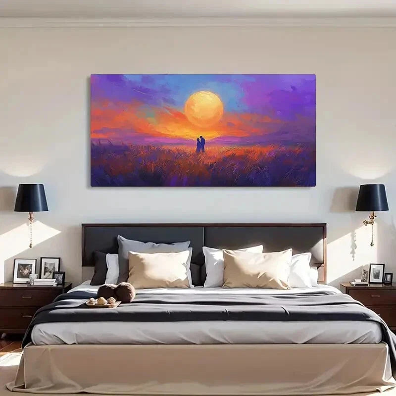 Sunlit Forest Purple Romantic Wall Art Canvas Office Home Room Framed 120x60cm