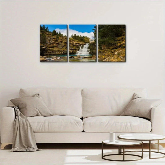 3pcs Nature Mountain Waterfall River Forest Metal Print Ready to Hang Art