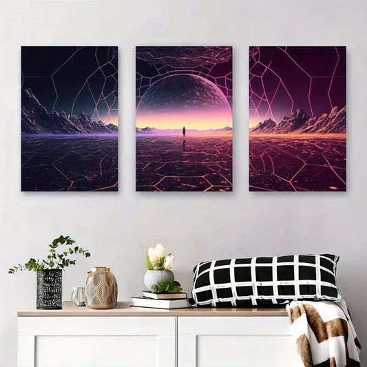 3pcs Vibrant Abstract Women Modern Pop Colorful Metal Print Ready to Hang Art