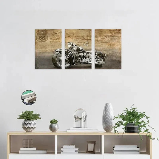 3pcs Vintage Motorcycle Classic Motorcycle Metal Print Ready to Hang Art