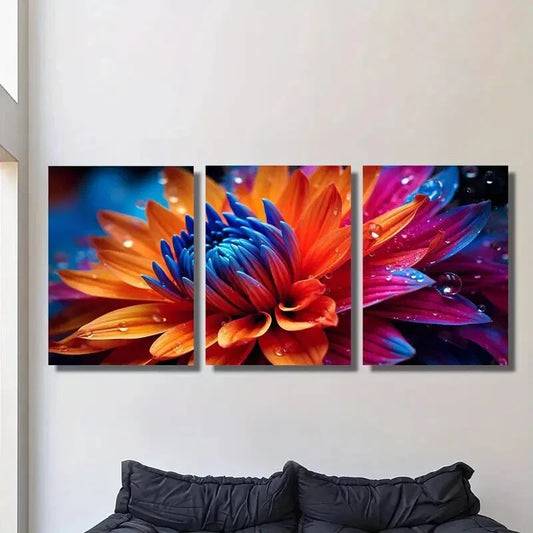 3pcs Modern Plant & Flower Theme Metal Print Ready to Hang Art