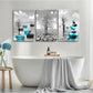 3pcs  Turquoise Blue Pictures Painting  Metal Print Ready to Hang Art