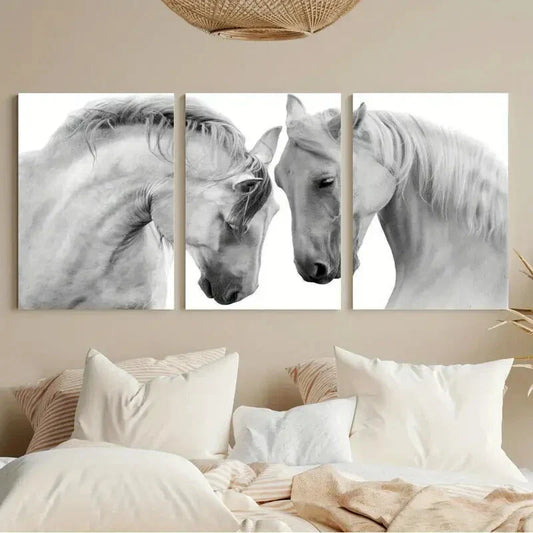3pcs Modern & Traditional Style Elegant White Metal Print Ready to Hang Art