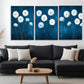 3pcs Elegant Blue and White Flower Perfect Wall Art Set Canvas Framed 40x60cm - High Quality Print 100% Australian Made Wall Canvas Ready to Hang