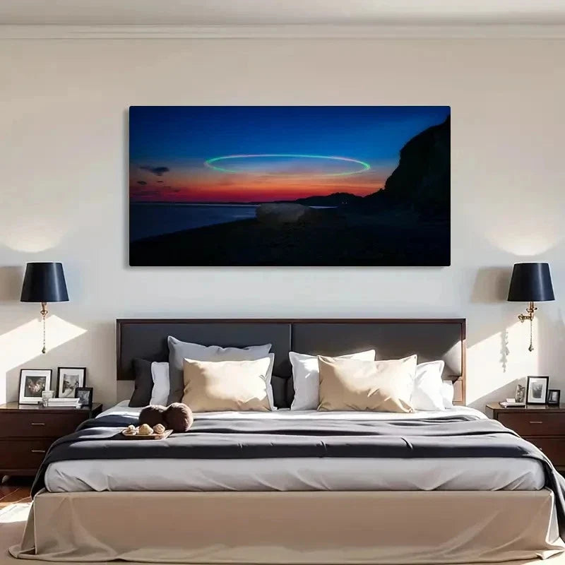 Hooken Beach Modern Wall Art Canvas Office Home Room Framed 80x45cm