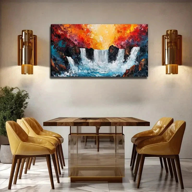 Funny Waterfall Suitable Wall Art Canvas Office Home Room Framed 80x45cm
