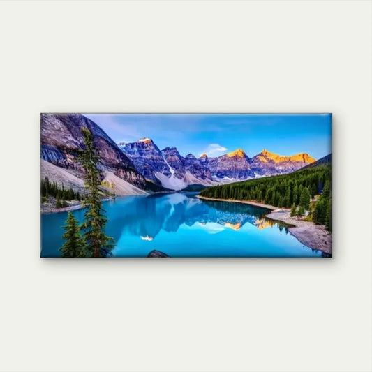Mountains Lakes Nature Wall Art Canvas Office Home Room Framed 80x45cm