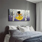 Woman In Yellow Dress Swinging Wall Art Canvas Office Home Room Framed 120x60cm