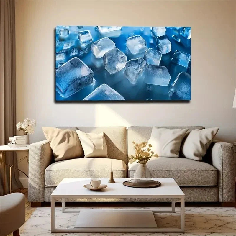 Lump Of Ice Scattered Wall Art Canvas Office Home Room Framed 80x45cm